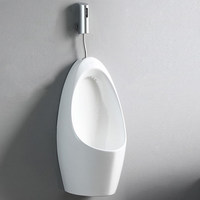 Wandmodel wit keramisch urinoir met handbediende spoeling voor commerciële projecten, hotels, openbare toiletten, sanitair.