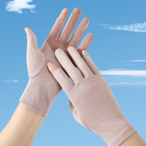 Gants d'été en coton pour femmes <span class=keywords><strong>mitaines</strong></span> antidérapantes mince plaque lumineuse compatibilité d'écran tactile couleur unie pour le cyclisme conduite soleil - Product Image 1