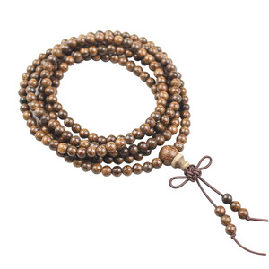 Golden Sandalwood 216 Bead <b>Bracelet</b> 4mm Mini Buddhist Prayer Beads Chinese Style Collectible Retro Ethnic Jewelry - Product Image 4