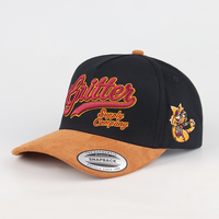 Topi Baseball Bordir Premium Logo Kartun Huruf, Bahan Suede, Pinggiran Melengkung, Dapat Disesuaikan, Model Snapback Modis