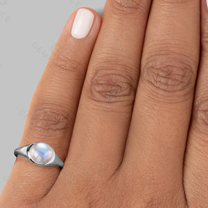 صيحات الموضة الفضة عيار 18 قيراط من الذهب فيرميل ميكرون أحجار طبيعية جوهرة خاتم سوار من حجر القمر - Product Image 5