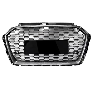 Parrilla Delantera Negra Brillante Estilo RS3 para <span class=keywords><strong>Audi</strong></span> <span class=keywords><strong>A3</strong></span> S3 8V.5 2017 2018 2019, con Diseño de Panal y Logotipo Quattro - Product Image 3