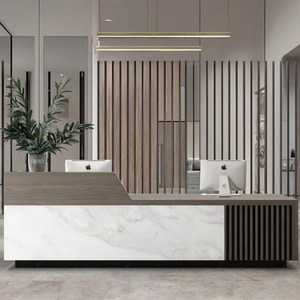 Tùy chỉnh màu sắc bằng gỗ phía trước bàn quầy tiếp tân bàn tiếp tân quầy hiện đại rắn bề mặt khách sạn Salon bàn tiếp tân - Product Image 6