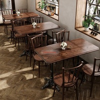 Comercial personnalisé restaurant café meubles rétro style vintage rotin bois café chaise et table combinaison