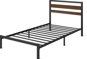 Cama <span class=keywords><strong>de</strong></span> Metal Negro y Marrón con Cabecero Altura 80 cm Base <span class=keywords><strong>de</strong></span> <span class=keywords><strong>Somier</strong></span> Fácil Montaje No Se Necesita Muelle <span class=keywords><strong>de</strong></span> Caja 135X190 cm - Product Image 6