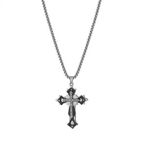 Nouveau Style Collier Croix Diamant en Acier Titane Homme <span class=keywords><strong>Pendentif</strong></span> Hip Hop Vintage Accessoires Cadeau Couple - Product Image 2