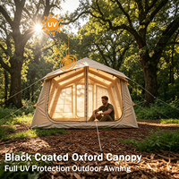 Tente familiale gonflable de luxe 13,68 m² en Oxford 420D, maison de glamping avec plafond de 2,3 m de haut, double porte et lucarne, usine OEM