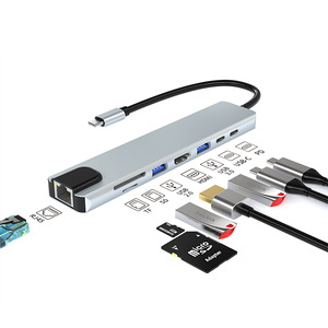 8 в 1 взаимный обмен данными между компьютером и периферийными устройствами c hub адаптер usb c концентратора PD usb-кабель для передачи данных и USB3.0 USB2.0 SD TF HD-MI RJ45 Горячая Распродажа Новый концентратор