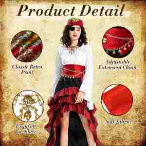 Set de Accesorios de Disfraz de Pirata para Fiesta de Halloween Transfronteriza: Pañuelo de Tela, Cinturón, Collar y Parche para Ojo, Talla Única - Product Image 3