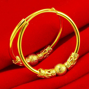 Nuevos aros grandes y pequeños con cuentas chapadas en oro de cobre con pendientes de aro de cuentas regalo para novia - Product Image 3