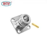 Connecteur coaxial RF de type N femelle à bride pour montage sur panneau de châssis, 4 trous, 25,4 mm * 25,4 mm, soudure, RG141, RG402, directement de l'usine