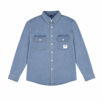 Ensembles pour hommes en stock – Ensemble deux pièces en denim épais 100 % coton avec chemise-veste en jean à manches longues et double poche poitrine