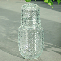 Pichet en verre à eau froide Portable nordique clair Bar maison Pot d'eau Carafe avec gobelet tasse ensemble bouilloire en verre