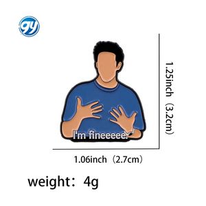 Pin de Esmalte con Citas de 'I'm fineee', Pin de Solapa para Cosplay, Broches para Mochilas, Insignias, Broche para Ropa de Hombre, Joyería, Regalos para Amigos - Product Image 2