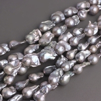 Perles baroques d'eau douce cultivées grises, queue de sirène, 13-15 x 18-25 mm environ. Fil de 40 cm pour bijoux volumineux