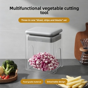Food Grade ABS Manual 3-Piece Multifunctional <b>Vegetable</b> <b>Chopper</b> Mandoline Slicer Stainless Steel Blades Onion Dicer - Product Image 5