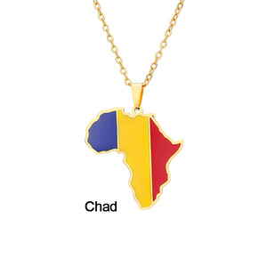 Collar con Colgante de <span class=keywords><strong>Mapa</strong></span> de África de Acero Inoxidable Personalizado con Bandera de País, con Cadena de Cuerda y Forma de Bola, Regalo - Product Image 3