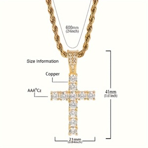 Chữ Thập Vòng Cổ Người Đàn Ông Phụ Nữ Crucifix Quyến Rũ Hip Hop Đồ Trang Sức Quà Tặng 14K Vàng Mạ 5A + Cubic Zirconia Iced out CZ Mặt Dây Chuyền Dây Xích - Product Image 3