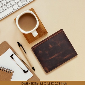 Top Grain Crazy Horse Genuine Leather Wallets for Men Rfid Blocking Credit <b>Cards</b> <b>Holder</b> <b>Slim</b> Trifold Wallet - Product Image 5