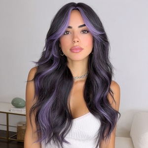 <span class=keywords><strong>2026</strong></span> פאה נשית אופנתית חמה סיבים סינתטיים עם תחרה שקופה צביעת שיער בגוון סגול עם גוונים מדורגים SM398-2 - Product Image 6