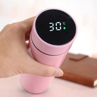 Pantalla de temperatura LED Termos digitales Botella de agua inteligente Logotipo personalizado Frascos de vacío aislados de acero inoxidable Termo recto