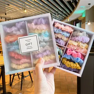 20 cái/hộp tóc scrunchies Thời Trang Phụ Nữ Phụ kiện kẹo màu sắc tóc đuôi ngựa tóc quan hệ đàn hồi tóc ban nhạc Quà Tặng đóng hộp cho cô gái trẻ em