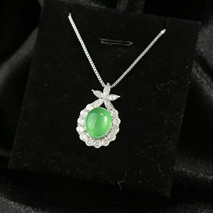 Collier en chalcédoine blanche naturelle de qualité supérieure pour femme, avec agate verte ovale, design de niche de luxe léger, chaîne sportive en bambou, accessoires - Product Image 6