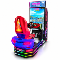 Machine de jeu d'arcade de course, simulateur de conduite monoplace avec volant, pédales et armoire lumineuse à LED pour divertissement en intérieur