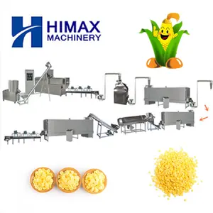 Automatic puffing breakfast cereal manufacturer making machine corn flakes extruder snack food processing line
