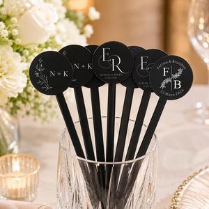 <b>Acrylic</b> Cocktail Stir Sticks <b>Mirror</b> Finish Custom Logo Engraved Name Reusable for Wedding Favors - Product Image 2