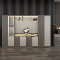 Armoire de bureau exécutive en bois sur mesure avec étagères ouvertes et vitrées, grand meuble de rangement pour mobilier de bureau commercial