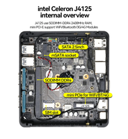 Fansız endüstriyel PC Intel Celeron J4125 DDR4 2 * RS232 6USB WIFI 3G 4G LTE çift ekran Mini PC