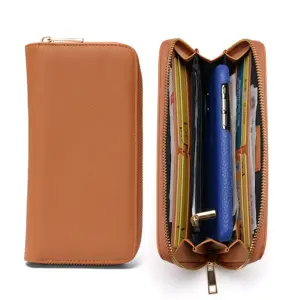 Hot Selling Fashion Long Leather Wallet With Zipper Girls Coin Purse Card Holder Multi-Function Man And Women Wallet