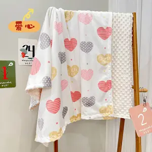 wholesale custom print cute printed minky dot super soft fleece baby blanket