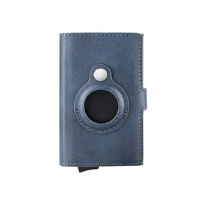 Porte-cartes en aluminium en cuir personnalisé Porte-cartes de crédit RFID Pop Up Wallet - Product Image 1