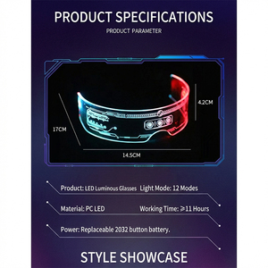 Gafas LED Luminosas Coloridas con Logotipo Personalizado, Precio de Fábrica, Estilo Ciberpunk, Gafas Electrónicas Brillantes para Festivales y Promociones - Product Image 3