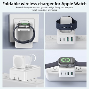 Hnt ขายส่ง2C 43W + 2A ชาร์จเร็วแบบพับได้พร้อมแม่เหล็กไร้สายสำหรับ <span class=keywords><strong>Apple</strong></span> <span class=keywords><strong>Watch</strong></span> อแดปเตอร์หลายช่องทนไฟสำหรับ <span class=keywords><strong>iPhone</strong></span> - Product Image 4