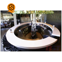 Comptoir de bar intérieur moderne personnalisé Shinestone, design blanc, surface solide, comptoir de service de restaurant, comptoir à emporter