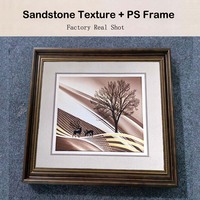 Impression sur toile de luxe à texture grès, motif cerf et arbre, avec protection UV, cadre PS, pour décoration de bureau de direction – Vente directe usine