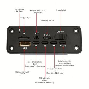 Módulo de Audio de placa decodificadora MP3/WMA/WAV <span class=keywords><strong>Bluetooth</strong></span> de 5V, amplificador de 2*3W, inalámbrico, USB, TF, Radio, AUX, FM, reproductor de MP3 para accesorios de coche - Product Image 5
