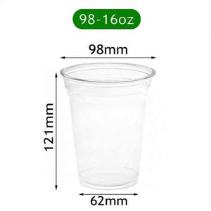 Gobelet personnalisé avec logo, 16 oz (500 ml), en plastique PET/PLA, 98 mm, impression personnalisée du logo, pour café froid, thé boba, jus, gobelets de 16 oz - Product Image 5