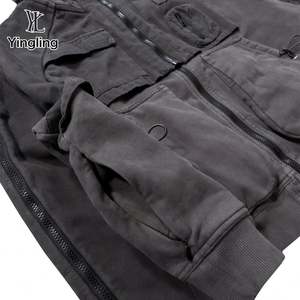 Yingling Cotton Oversize Heavyweight <b>Hoodie</b> <b>Men</b> Cargo <b>Hoodie</b> Winter Side Zipper <b>Hoodie</b> With Pockets - Product Image 3