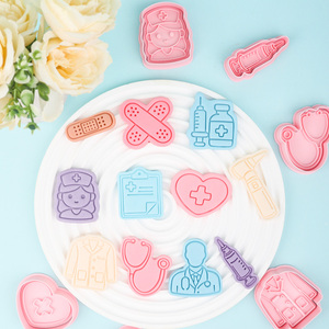 Molde de Galletas 3D de la Serie Doctor y Enfermera, Cortadores de Galletas de Plástico Ecológico, Estetoscopio de Simulación DIY para Impresión y Fiestas - Product Image 3