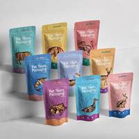 Sacs en Mylar noir mat en plastique à faible MOQ, pochettes verticales en aluminium avec fermeture éclair pour aliments pour animaux (chats, chiens) avec fenêtre transparente