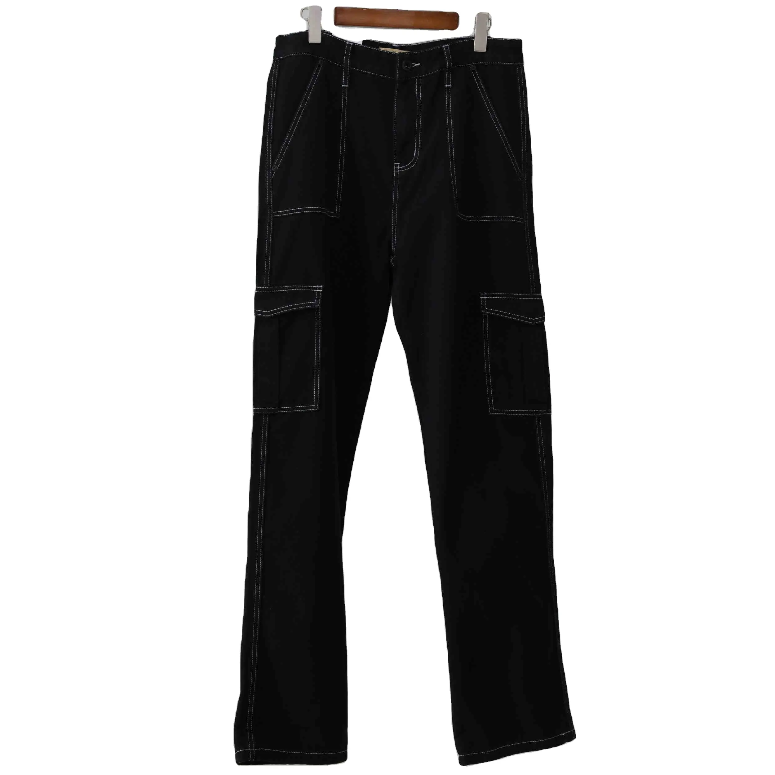 Designer Black Color Pontalon En Jean Homm Baggy Multiple Pockets Baggy Jeans Men Accept Customize