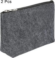 Étui à crayons en feutre, boîte à stylos, lot de 2, sac de rangement pour papeterie avec fermeture éclair, adapté pour le rangement au bureau, sac de maquillage gris