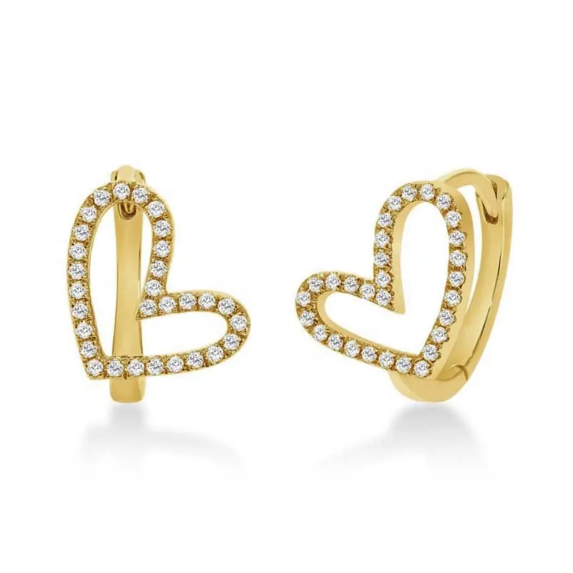 Gemnel wholesale hot sale unique women accessory best gift 925 sterling silver heart huggie hoop earring