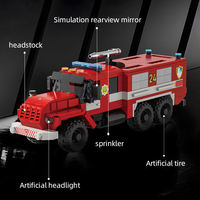 Modèle de camion de pompiers avec échelle et grue, en plastique ABS, ensemble de blocs de construction, jouet éducatif