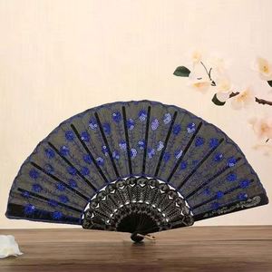White Handle Fabric Printed Plastic Hand Fan Portable DIY Style for Business <b>Gifts</b> or Parties Model Pattern on Bamboo - Product Image 5