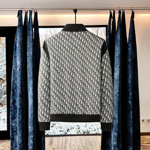 Ensemble de vêtements d'extérieur décontractés tendance pour homme, deux pièces, hiver, manches longues, col en V, cardigan en tricot, manteau thermique en polyester/coton - Product Image 3